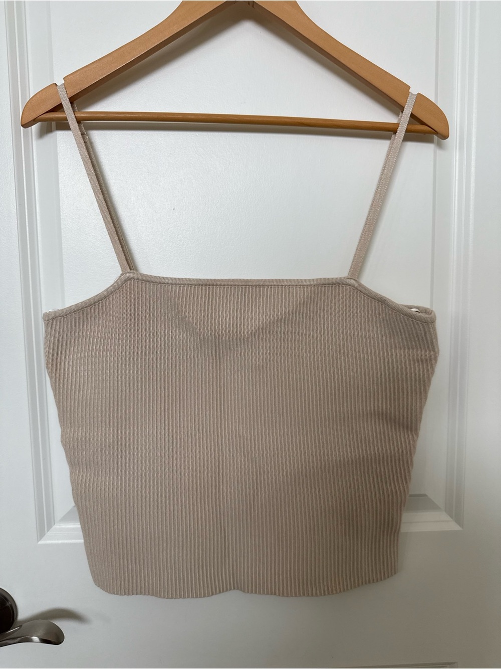 House of Harlow 1960 Ribbed Beige Spaghetti Strap Camisole